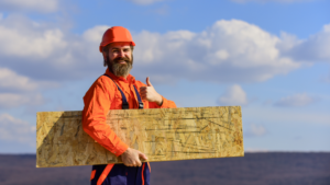 Roofing contractor giving thumbs up representing SEO success