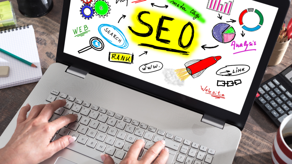 Visual overview of SEO ranking and search concepts on screen