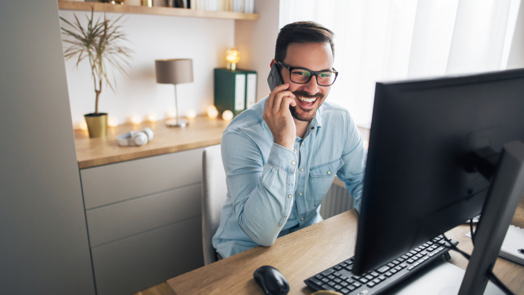 Advisor connecting with local clients through a phone consultation